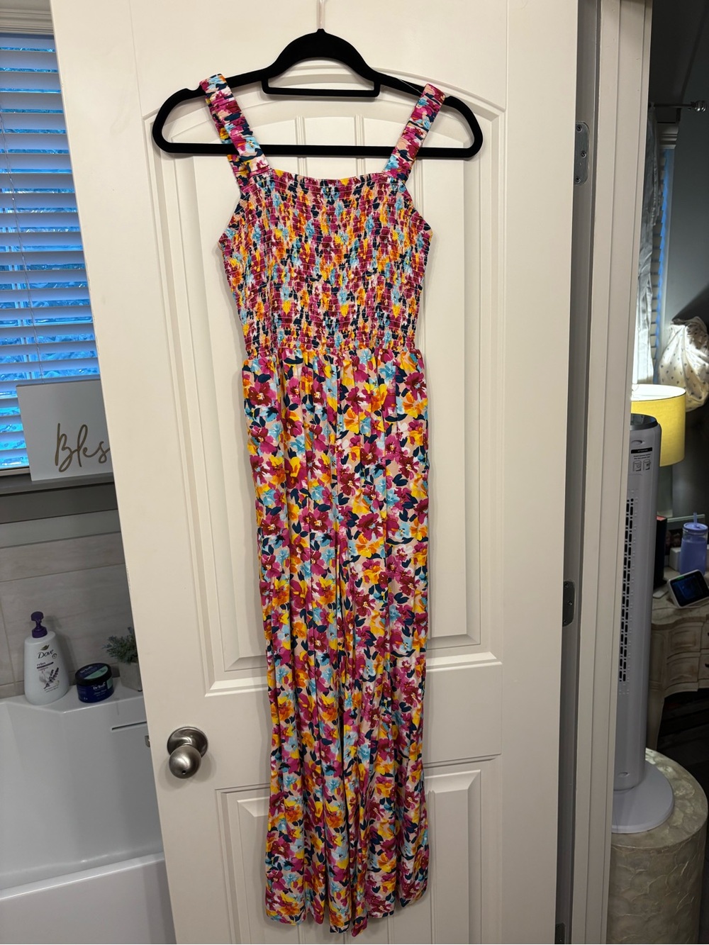 Colorful Floral Romper — Pink, Yellow & Blue